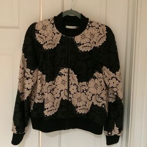 Black Floral Alice + Olivia Bomber Jacket